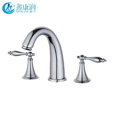 New design double handles basin wash basin taps brushed nickel basin faucet